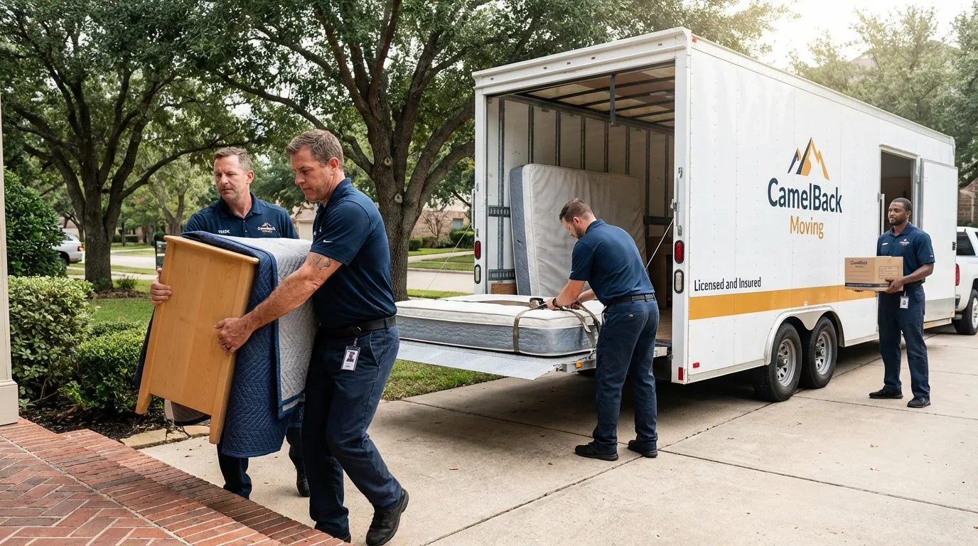 Crew loading residential truck for cross-state move from Euclid, OH